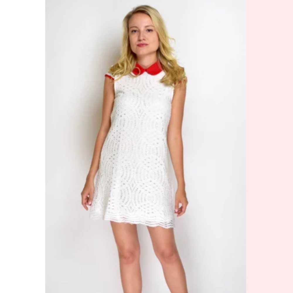 Red Collared Eyelet Dress